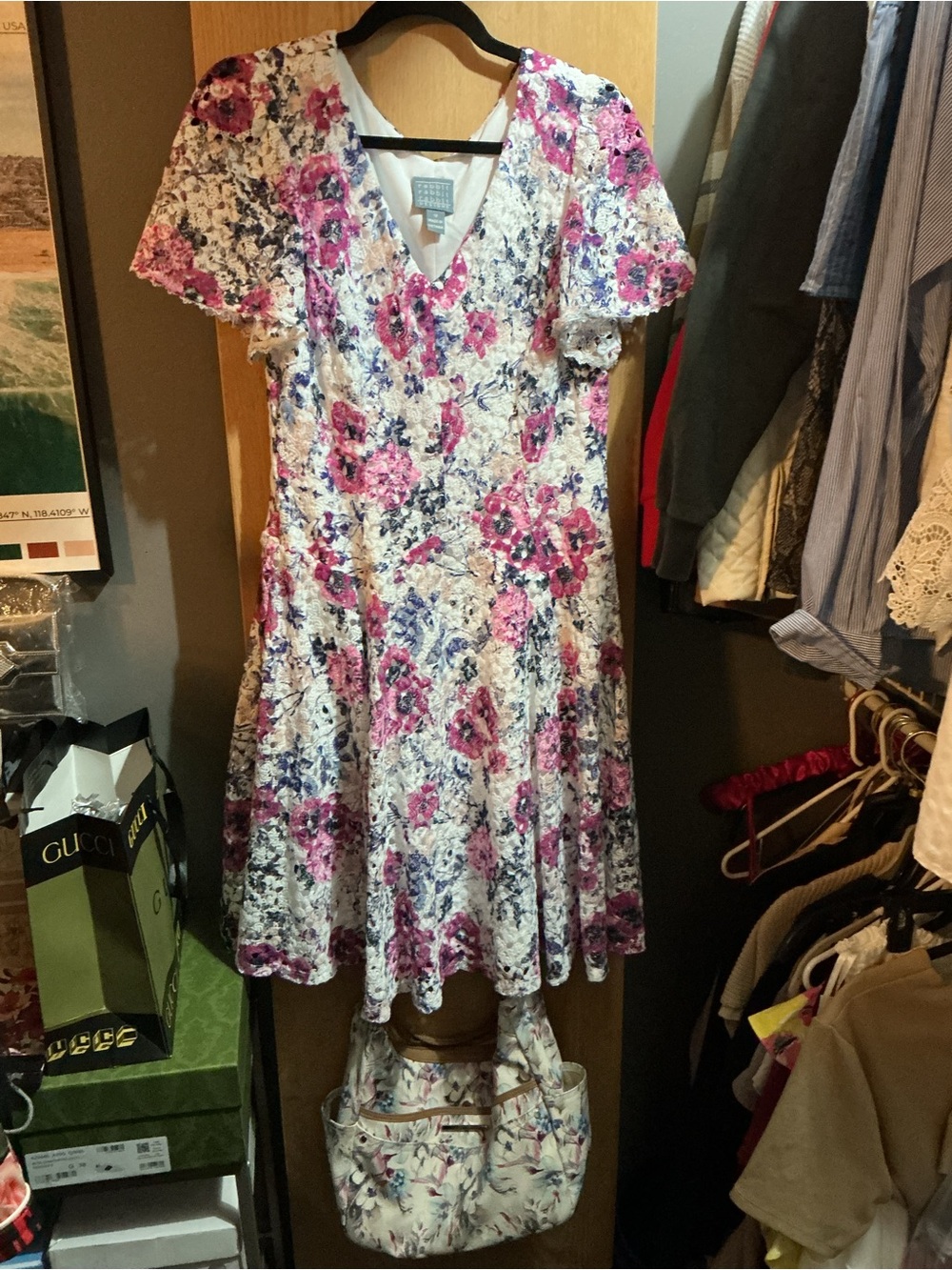 Rabbit Rabbit Rabbit Floral Lace Dress in White, Pink, Navy - Picture 2 of 5